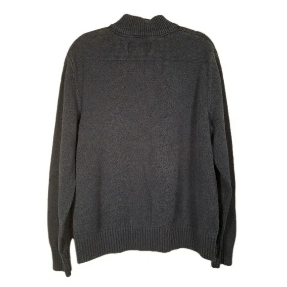 Eddie Bauer Sweater Mens XL Quarter Zip Mock Neck Cotton Knit Blue Distressed - Picture 3 of 7